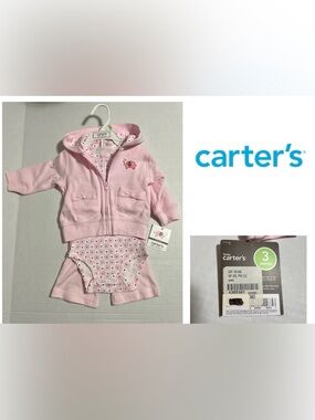 🆕CARTER’S - 3M - NWT - INFANT GIRLS 3PC ELEPHANT FLORAL CARDIGAN SET